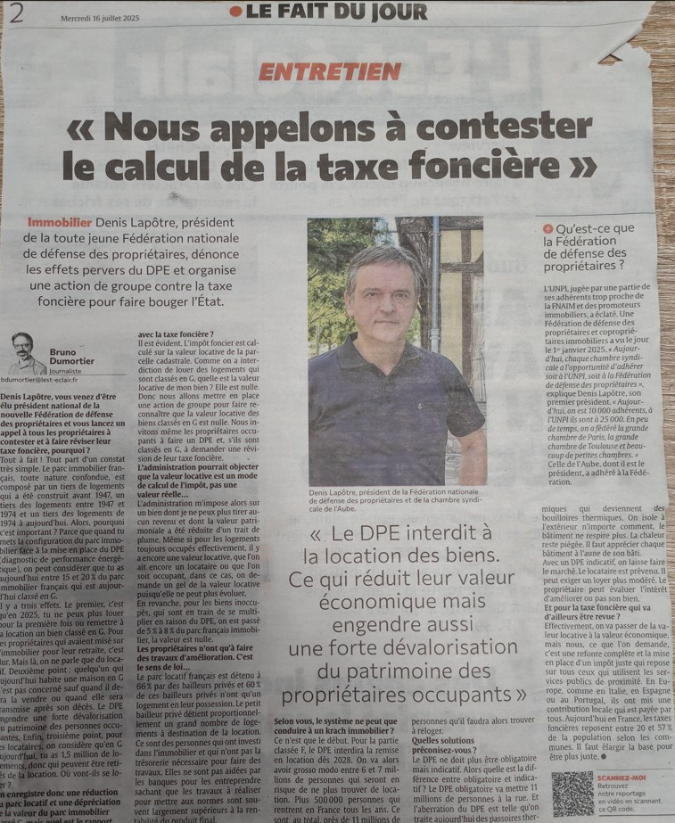 COMMUNICATION PRESSE du mercredi 16 juillet 2025 - L'EST-ECLAIR 